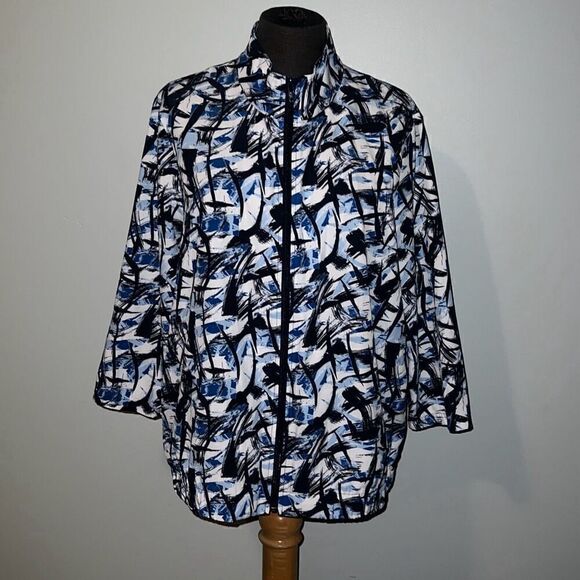 Christopher & Banks Womens Multicolor Abstract Full Zip Jacket - Picture 5 of 8